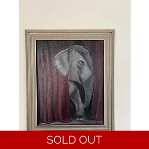 "Shy Elephant" Oil/Canvas Painting 8x10 " - Direct from the artist